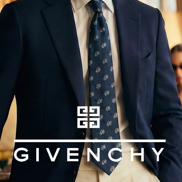 지방시 실크 네이비 플라워 엠블럼 넥타이 10cm B등급 A18912
