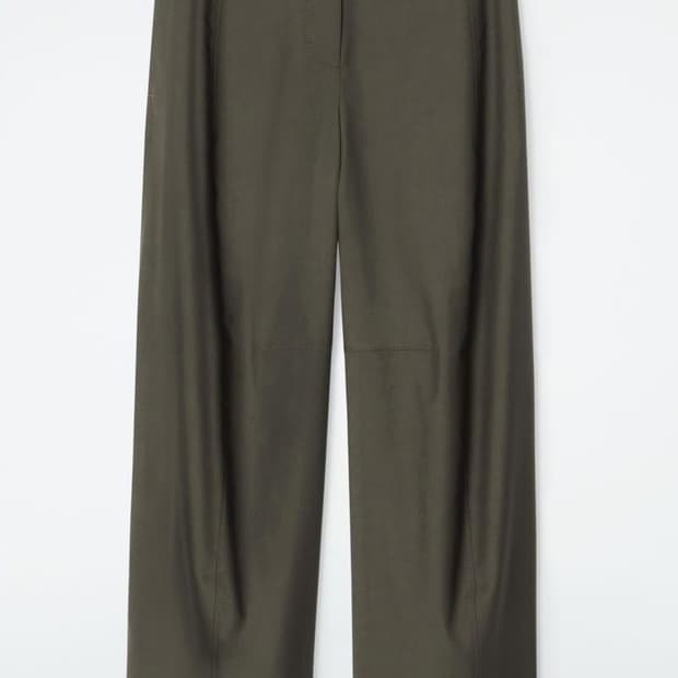 COS 울 배럴 레그 유틸리티 트라우저 카키 us12