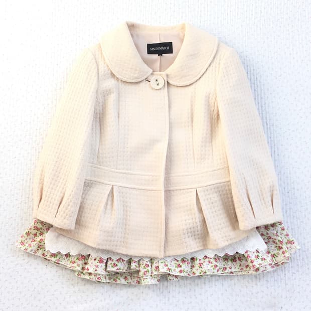 JPN/ 미쉬마쉬 아이보리 플레어 자켓 둥근카라자켓 둥근카라봄코트