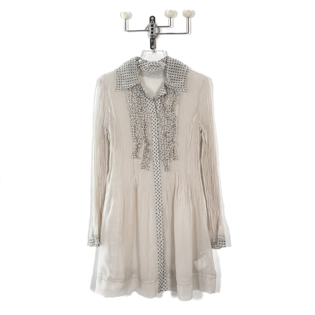 히로코 코시노 러플 도트 레이스 원피스