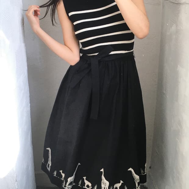 [새상품] Agnes B 아네스베 블랙 화이트 스트라이프 원피스