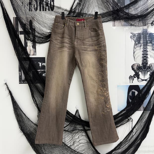 00s embriodery denim pants