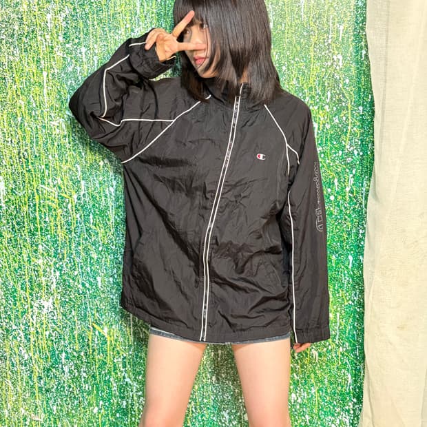 챔피온 일본판 블랙 바람막이 자켓 M