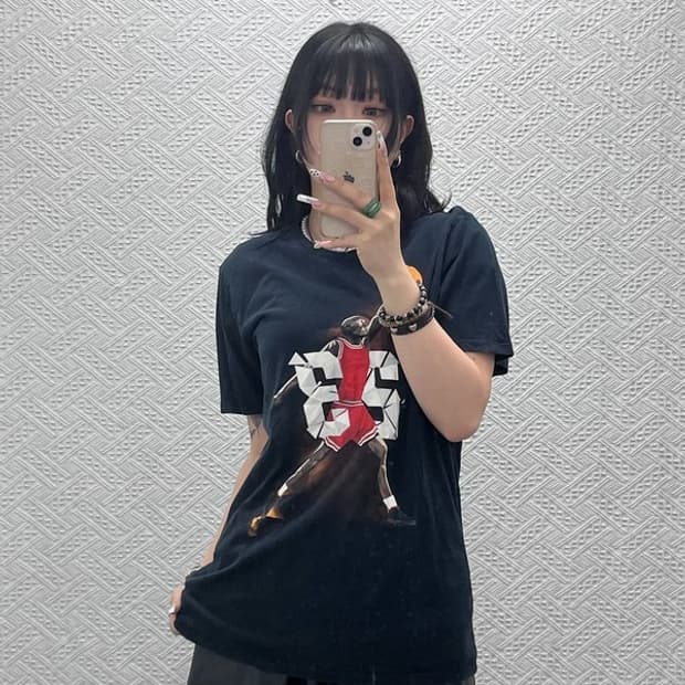 조던 빈티지 스포티 농구 프린팅 반팔티 M C11463
