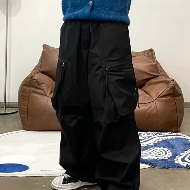 롱지퍼 벌룬 카고팬츠