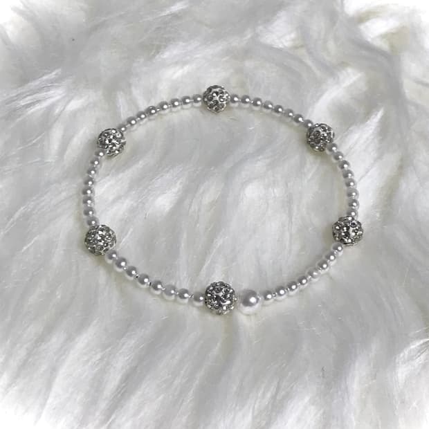 빈티지 진주 크리스탈 볼 뱅글 팔찌