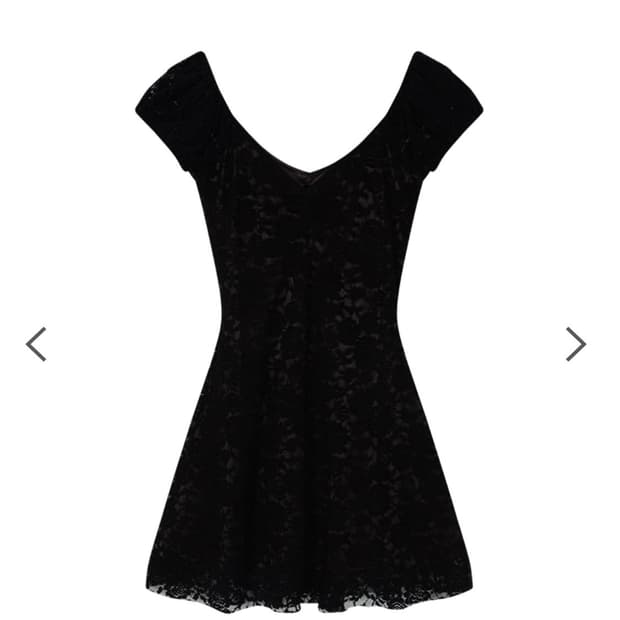 애즈온 플로라 레이스 퍼프 드레스 블랙