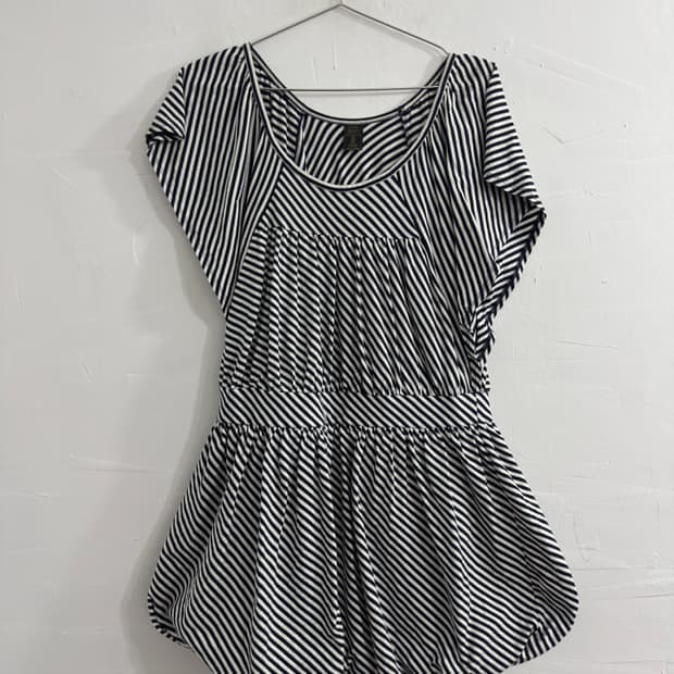 decora stripe puff mini dress