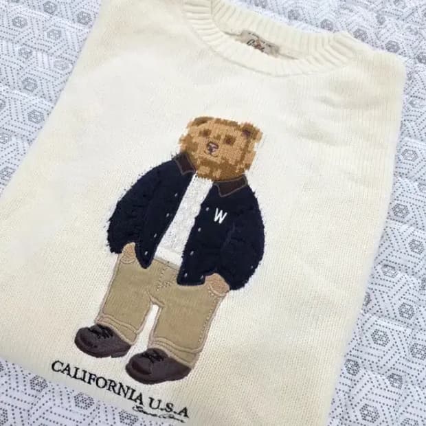 골든베어 곰돌이 오버핏 니트 아이보리 95