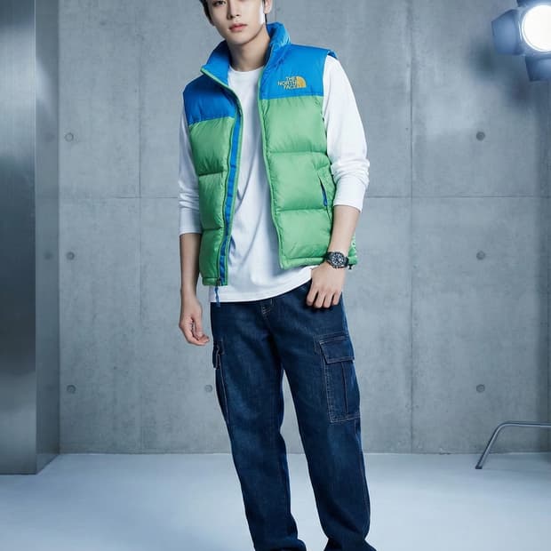 노스페이스 레트로 700 눕시 패딩 베스트 블루/그린_S