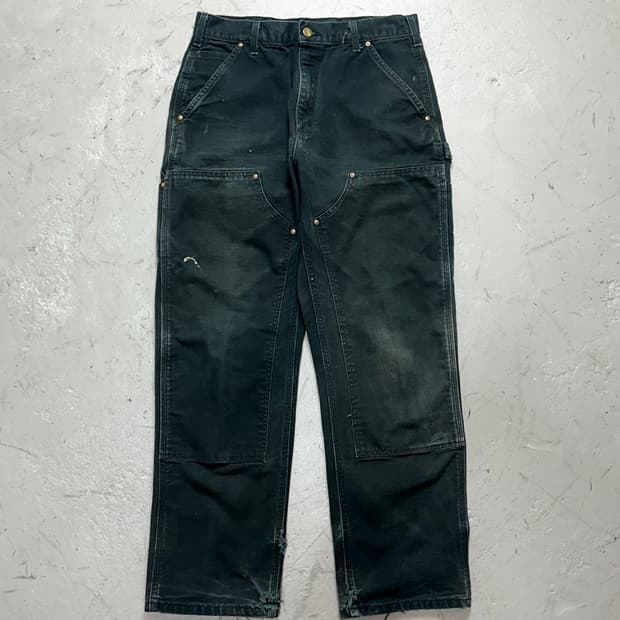 OG USA Made 칼하트 B01 더블니 블랙 칼하트 썩블니 워크팬츠