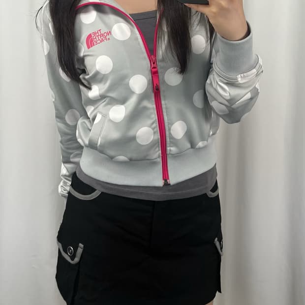 노스페이스 크롭 도트 패턴 땡땡이 져지