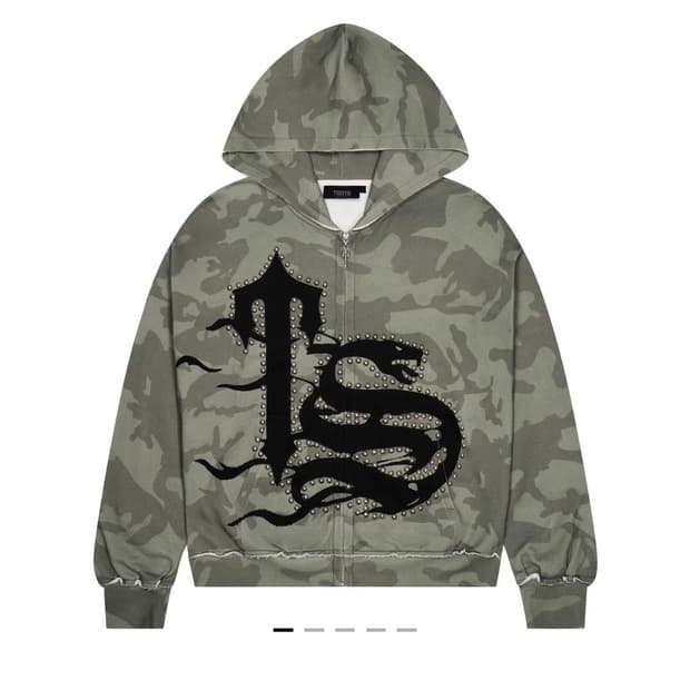 트랩스타 자수 카모 후드집업