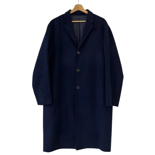 마마가리 울 캐시미어 세미 오버 코트 네이비