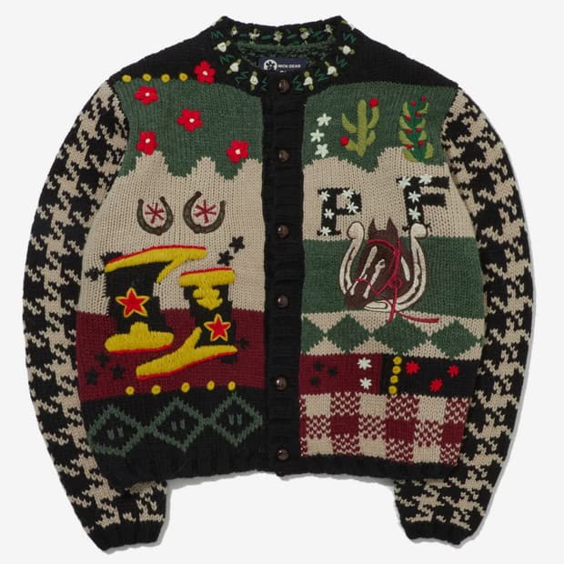 펜필드x닉기어 핸드메이드 웨스턴 아트웍 자수 니트 가디건 블랙