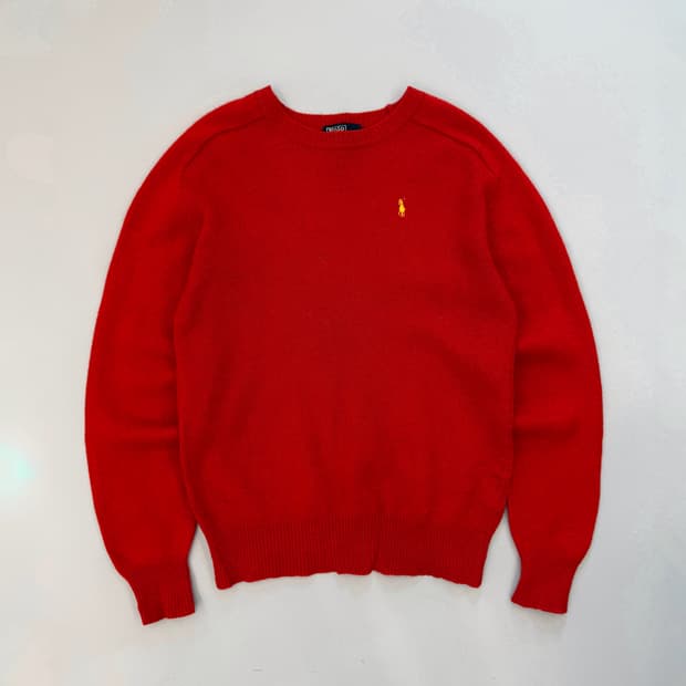 폴로 랄프로렌 루즈핏 91‘s 딥레드 울 니트
