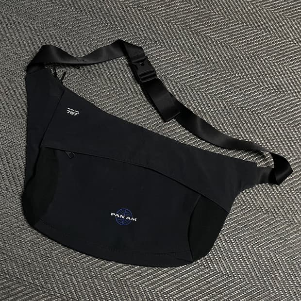 팬암 자수 미니멀 숄더 슬링 메신저백 블랙y 5173