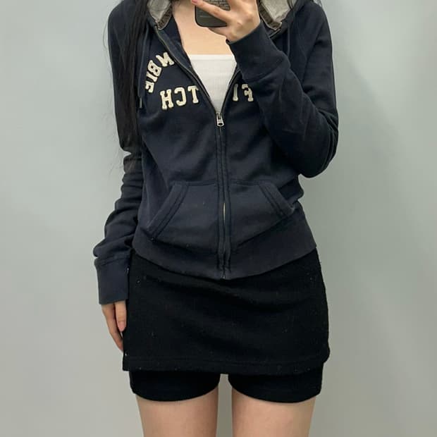 아베크롬비 y2k 와투케 네이비 딱붙 후드집업