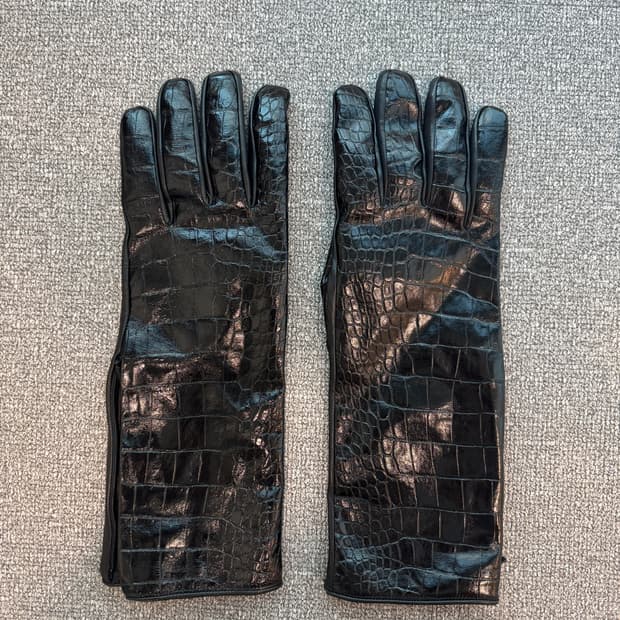 베르사체 크로커다일 롱 레더 글러브 OS
