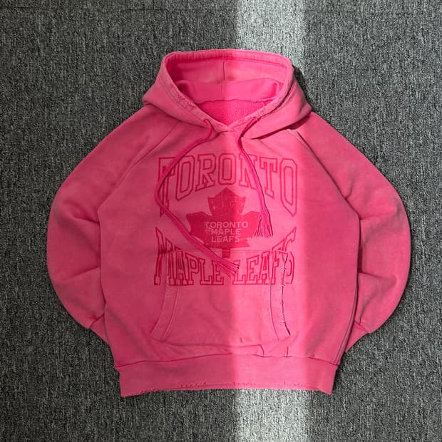캐나다 토론토 핑크 데미지 후드티