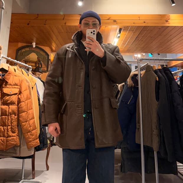 오리지널 양가죽 양털 헤비 무스탕 코트 XL