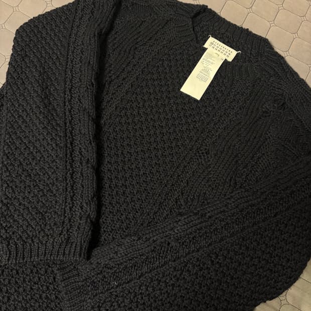 [105]마르지엘라 21FW 울 케이블 피셔맨 디스트로이드 니트