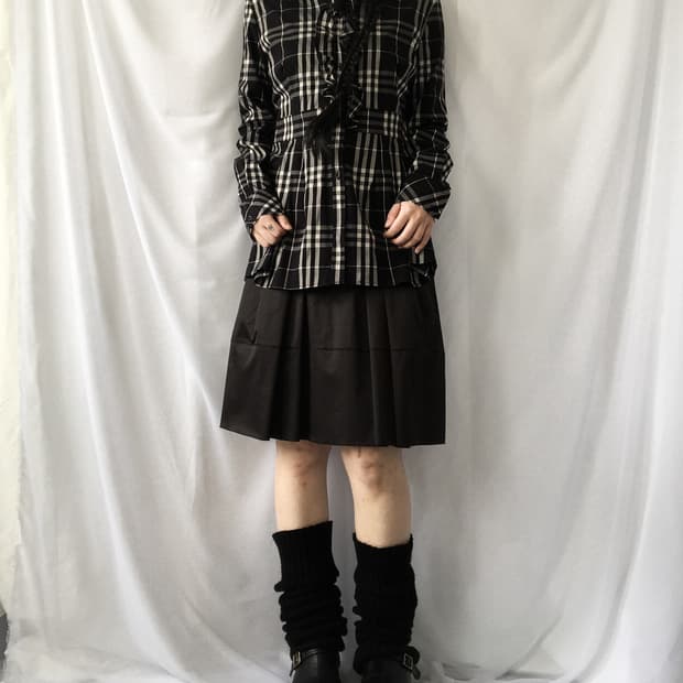 Naracamicie check patter frill shirt