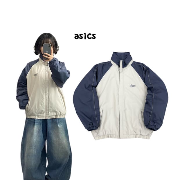 아식스 00s 올드스쿨 배색 점퍼 자켓