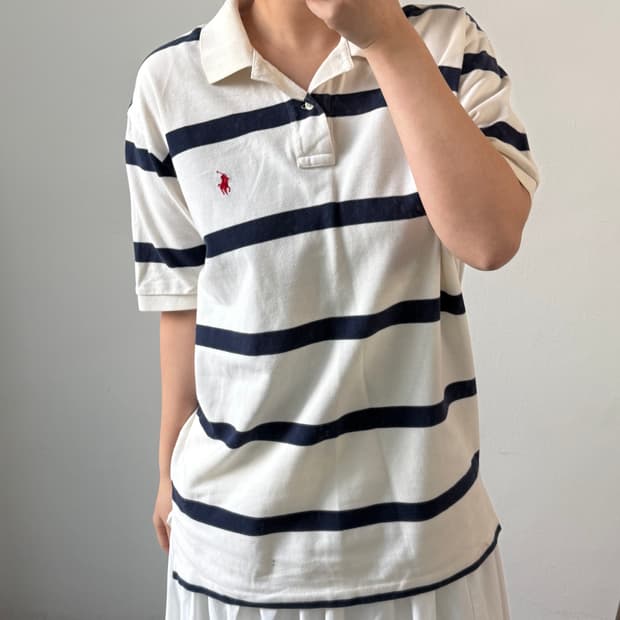 [L] 폴로 스트라이프 카라 반팔티