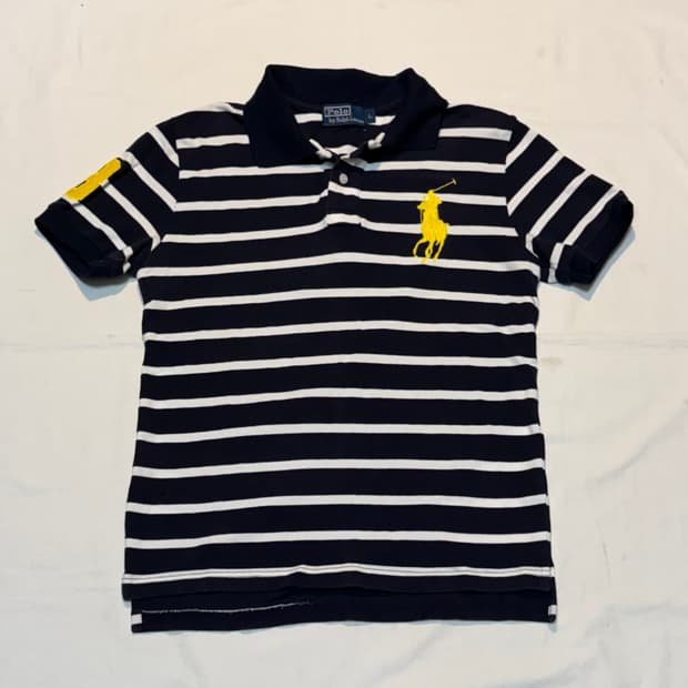 폴로 랄프로렌 빅포니 스트라이프 카라티 네이비