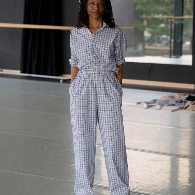 [XS,S,M]베이스레인지 Claude 오가닉 체크 팬츠/블루