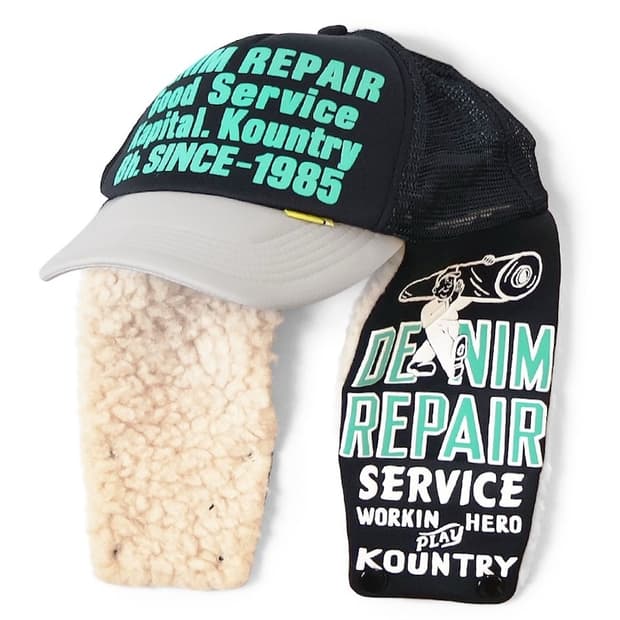 캐피탈 데님 리페어 서비스 럼버 트럭 캡 블랙 그레이 K2510XH531