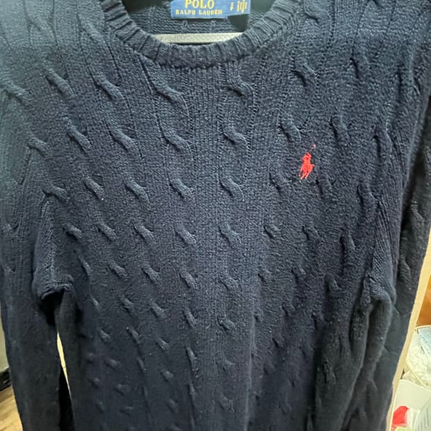 폴로 꽈배기니트 네이비