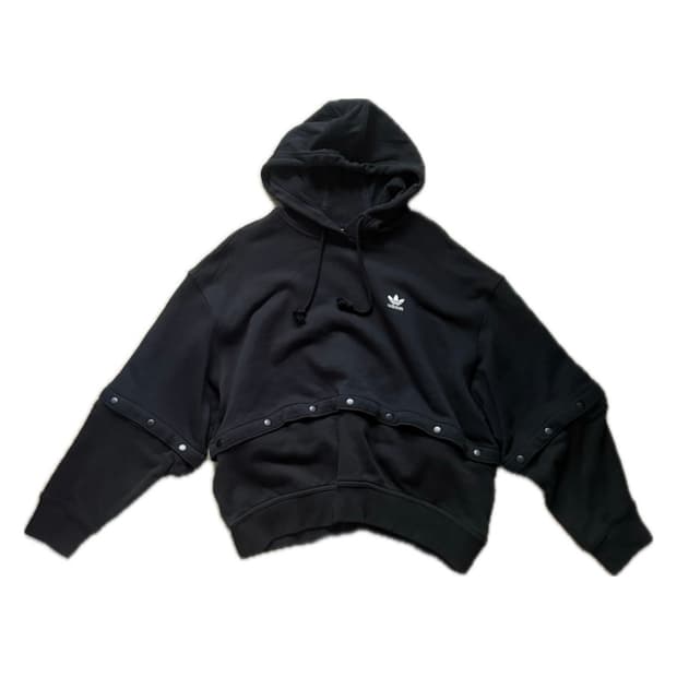 아디다스 블랙 버튼 단추 포인트 후드티