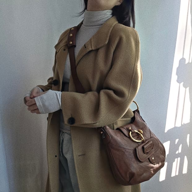 [정품 TOD'S] 토즈 브라운 레더 호보백 숄더백 크로스백