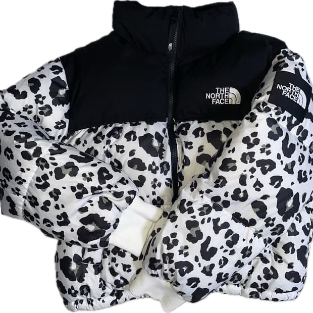노스페이스 화이트라벨 눕시 패딩 레오파드 호피 M