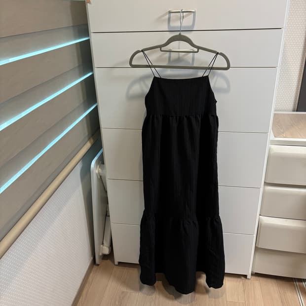 일본구매 끈 조절 레이어드 블랙 롱 원피스