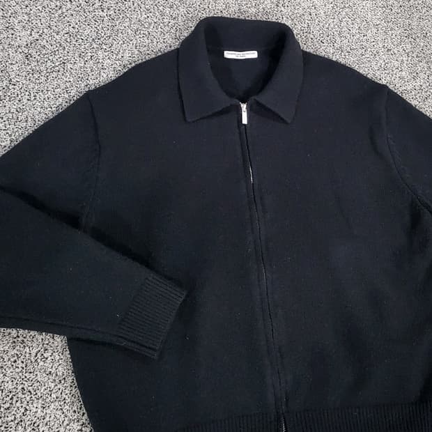 블랙 니트 집업 자켓