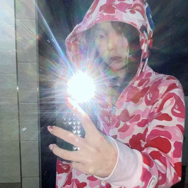 베이프 핑크 샤크 후드집업S