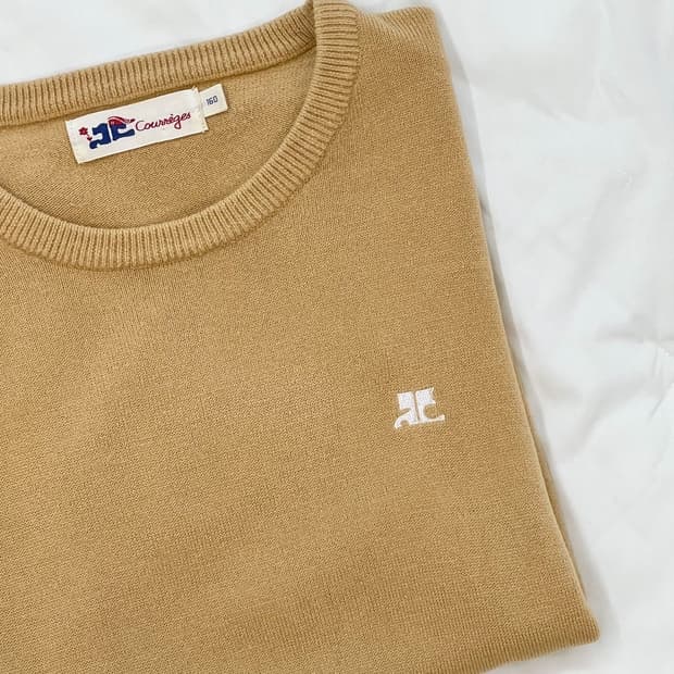 courreges / 꾸레쥬 베이지 반팔 니트  