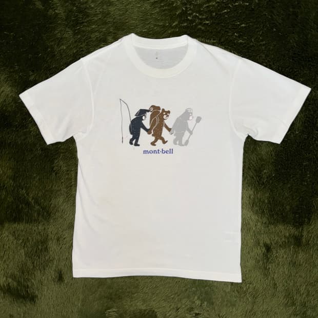 [M] 00s 몽벨 재팬 재패니즈 베어 그래픽 스포츠 티셔츠 화이트