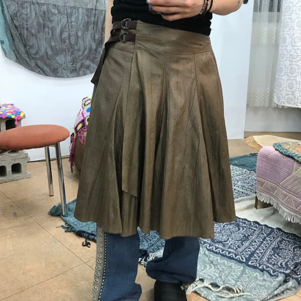 빈티지 여성 버클 랩 스커트 