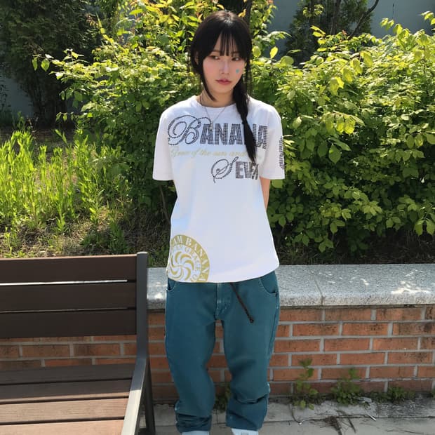Banana Seven Studded White Tee