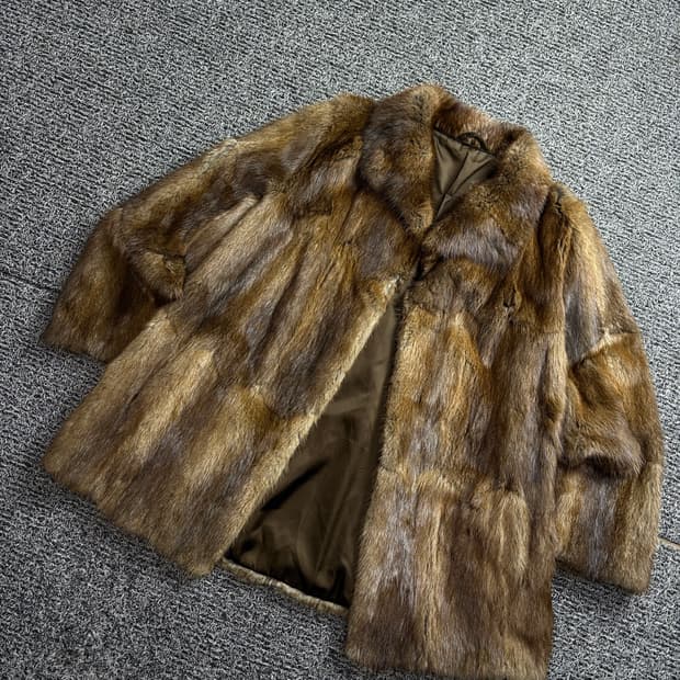 빈티지 폭스 퍼 밍크 코트 자켓 브라운 2222