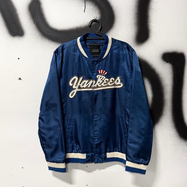 MLB 뉴욕 양키스 올드스쿨 배색 사틴 베이스볼 바시티 자켓