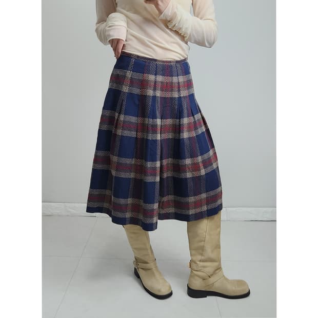 (yorkland)체크 플리츠 스커트