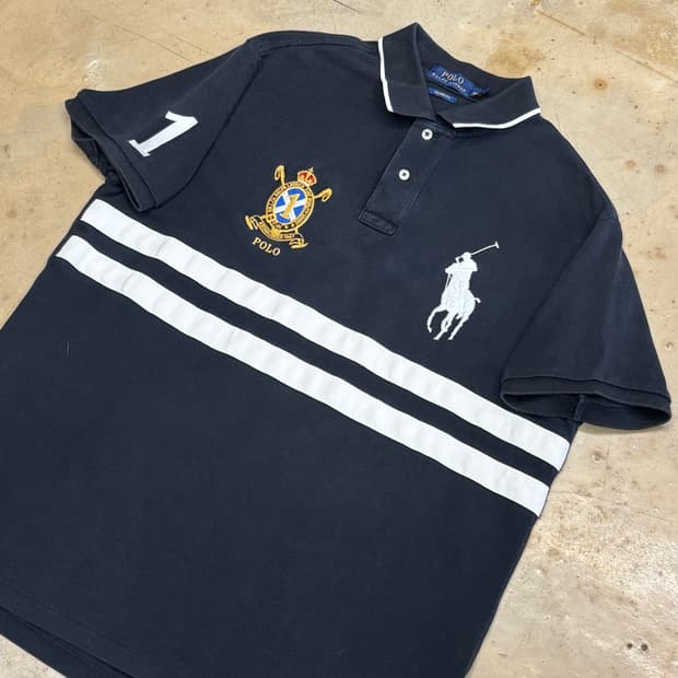 L 폴로랄프로렌 빅포니 블랙 카라티셔츠 