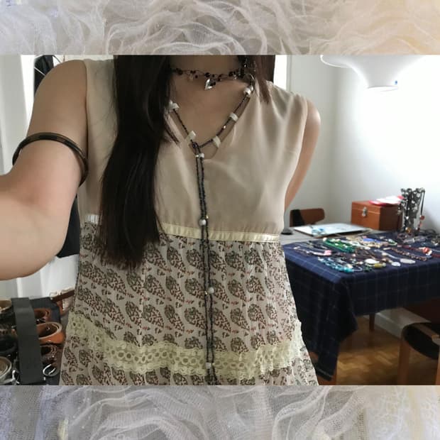 vintage pattern bead sleeveless 