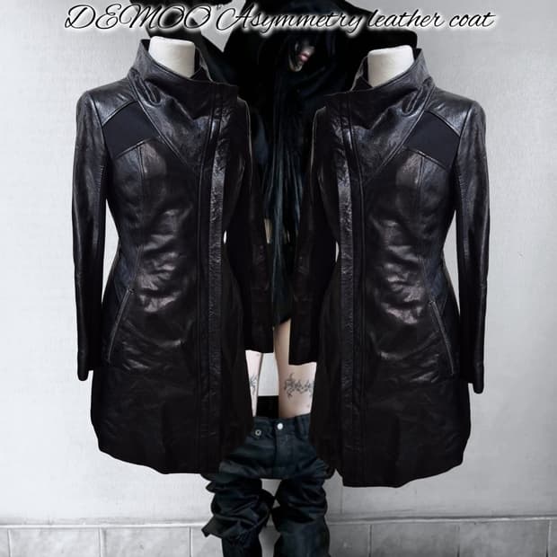 DEMOO Asymmetry leather coat