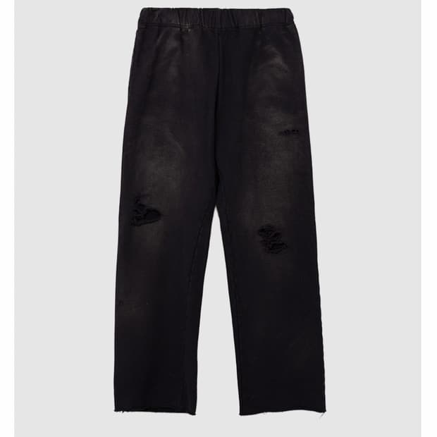 KAMIYA DISTRESSED SWEAT PANTS (BLACK)